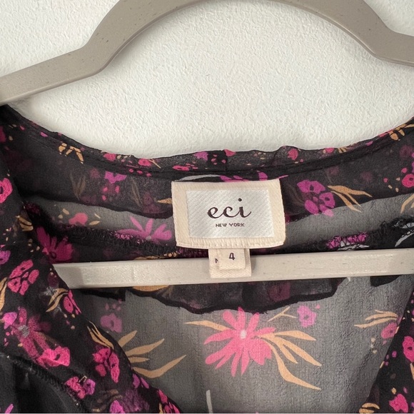 Eci New York Silk Floral Blouse Size 4 - Picture 4 of 5